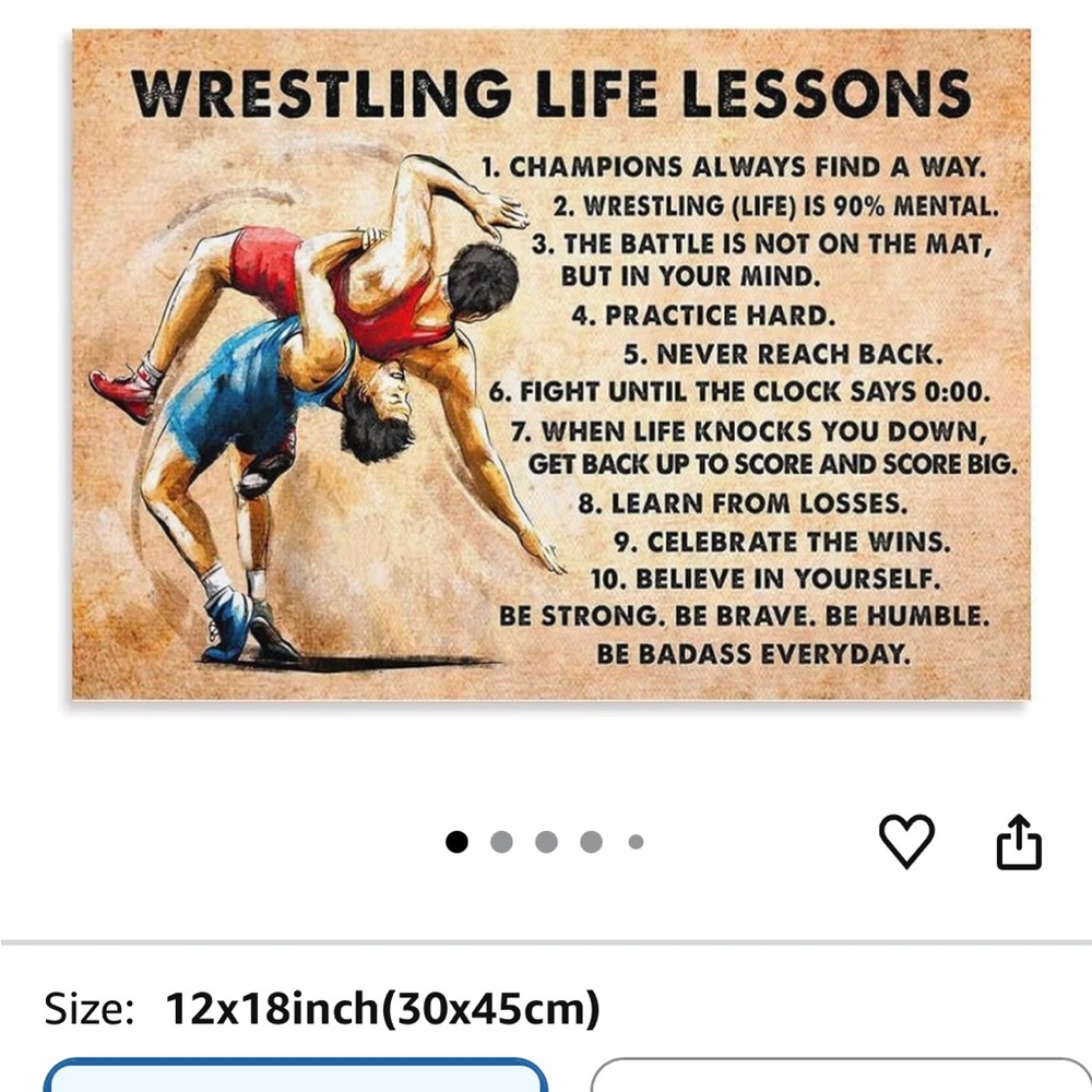 Amazon Wrestling Life Lessons Poster - Beige, Red, Blue, Black
